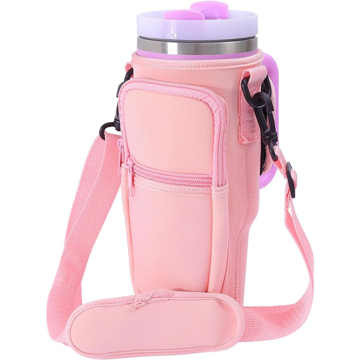 Water Bottle Carrier Bag Fit For 40oz Tumbler With Handle, Water Bottle Holder Bag With Adjustable Shoulder Strap For Hiking Travelling Camping