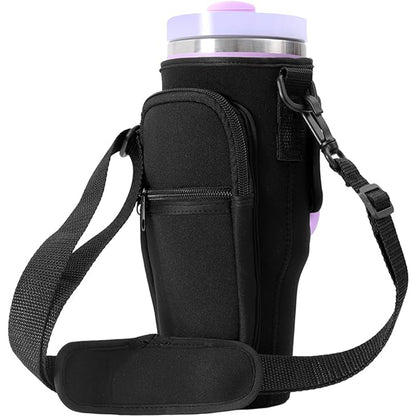 Water Bottle Carrier Bag Fit For 40oz Tumbler With Handle, Water Bottle Holder Bag With Adjustable Shoulder Strap  For Hiking Travelling Camping