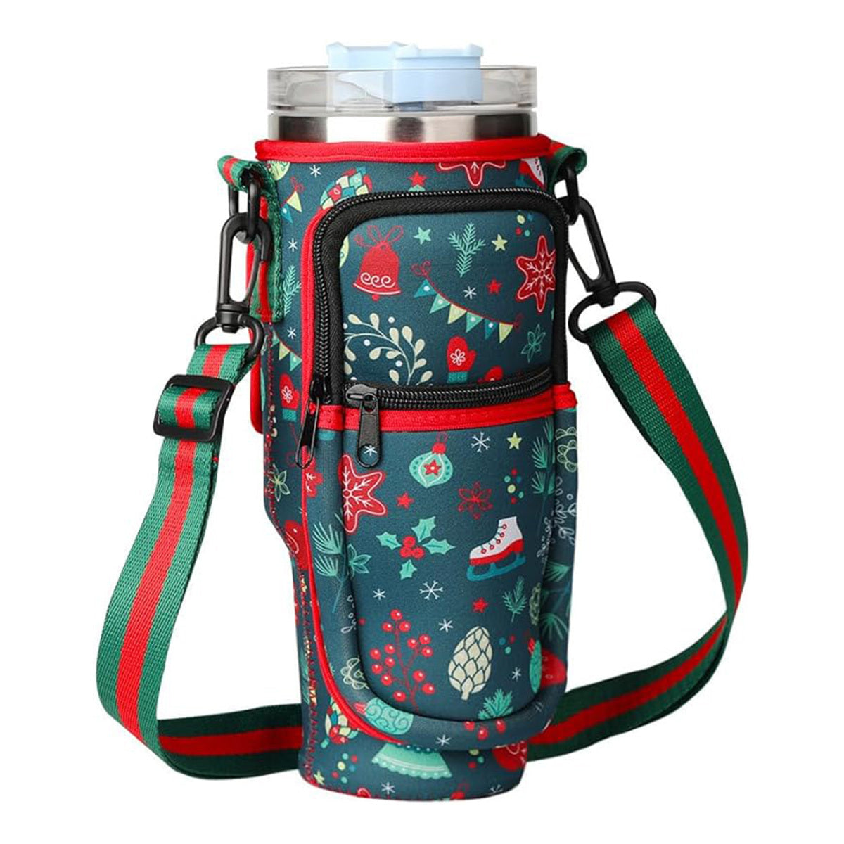 Water Bottle Carrier Bag Fit For 40oz Tumbler With Handle, Water Bottle Holder Bag With Adjustable Shoulder Strap  For Hiking Travelling Camping